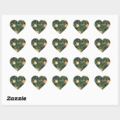 Sticker Cœur Peach Dark Grey Mariage Rose Floral (Feuille)