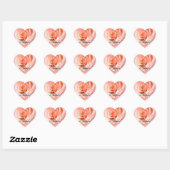 Sticker Cœur Peach Fuzz Rose Arrière - plan Monogramme Nom Coeu (Feuille)