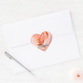 Sticker Cœur Peach Fuzz Rose Arrière - plan Monogramme Nom Coeu (Enveloppe)