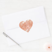 Sticker Cœur Peach Rose or Mariage (Enveloppe)