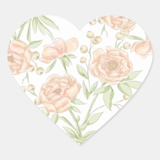 Sticker Cœur Peach Rose Wedding (Devant)