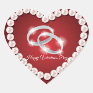 Sticker Cœur Pearl Heart Red Valentine's Day