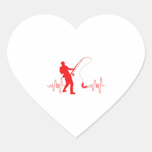 Sticker Cœur Pêche battement de coeur Pêcheur Amateurs de pêche