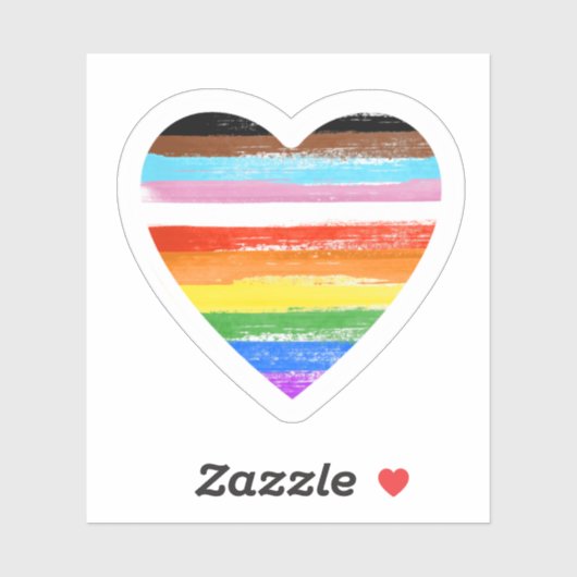 Sticker Coeur Peint Fierté Progrès (Feuille)