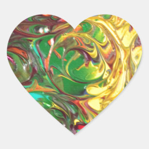 Sticker Cœur Peinture abstraite de spirales d'arc-en-ciel