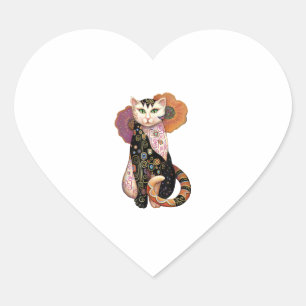 Sticker Cœur Peinture de chats Chats Illustration Art de chats