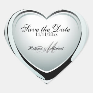 Sticker Cœur Pendentif de coeur d'argent Enregistrer la date