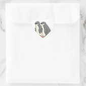 Sticker Cœur Penguin Couple Sandy Beach Coeurs de mariage (Sac)