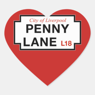 Sticker Cœur Penny Lane, panneau de rue, Liverpool, Royaume-Uni