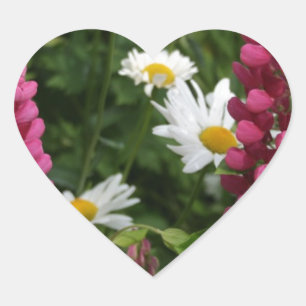 Sticker Cœur Penser À Vous Floral Fleurs