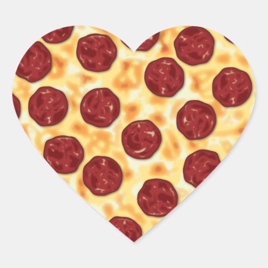 Sticker Cœur Pepperoni Pizza Motif (Devant)