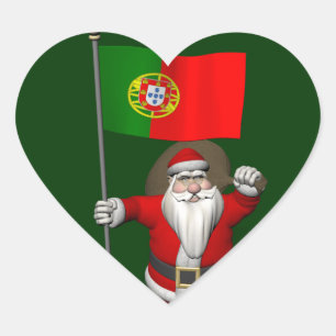 Sticker Cœur Père Noël avec l'enseigne du Portugal