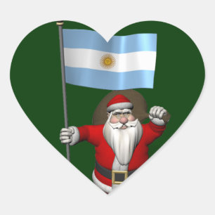 Sticker Cœur Père Noël Avec L'Ensigne D'Argentine
