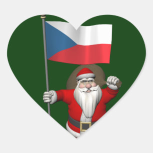 Sticker Cœur Père Noël Doux Avec Drapeau De République Tchèque
