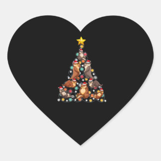 Sticker Cœur Père Noël Otters sapin de Noël Funny Otter Noël