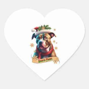 Sticker Cœur Père Noël Paws en haut