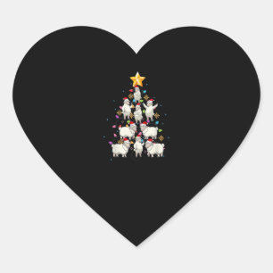 Sticker Cœur père Noël Sheep Christmas Tree Lights Drôle cadeau