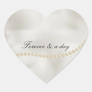 Sticker Cœur Perles Blanc Luxe