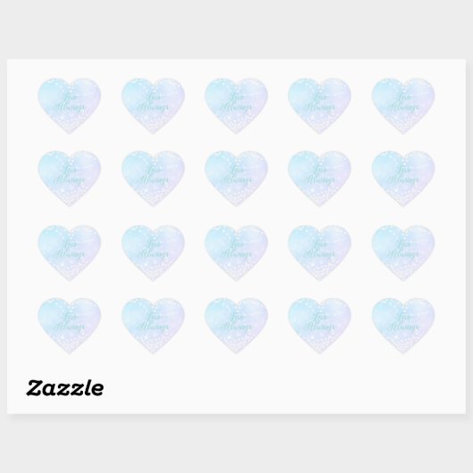 Sticker Cœur Perles bleu brillant rose (Feuille)