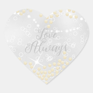 Sticker Cœur Perles brillent gris