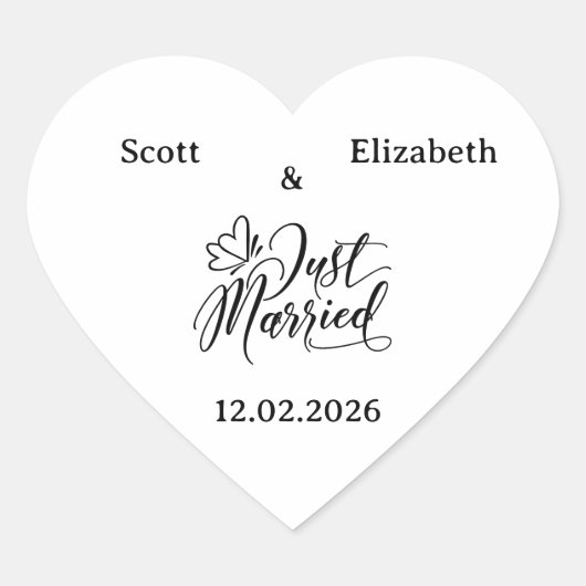 Sticker Cœur Personalized "Just Married" Wedding (Devant)
