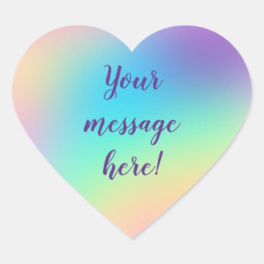 Sticker Cœur Personnalisable Pretty Pastel Rainbow Gradient (Devant)