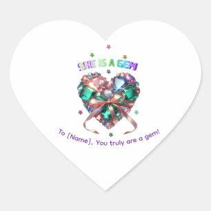 Sticker Cœur Personnalisé Elle Est Un Cœur De Gemme Bijou Autoc