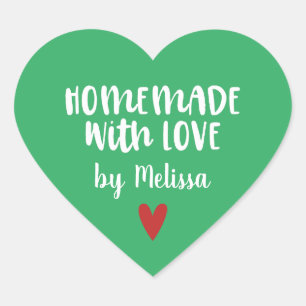 Sticker Cœur Personnalisé Green fait maison avec amour
