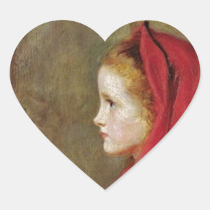 Sticker Cœur Petit chaperon rouge par John Everett Millais