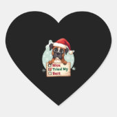 Sticker Cœur Petit chien de boxer chien Noël Nice J'ai essayé m (Devant)