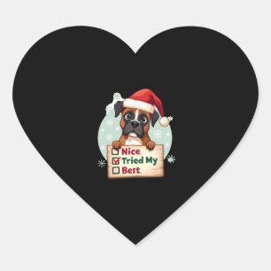 Sticker Cœur Petit chien de boxer chien Noël Nice J'ai essayé m