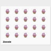 Sticker Cœur Petit gâteau et coeurs roses (Feuille)
