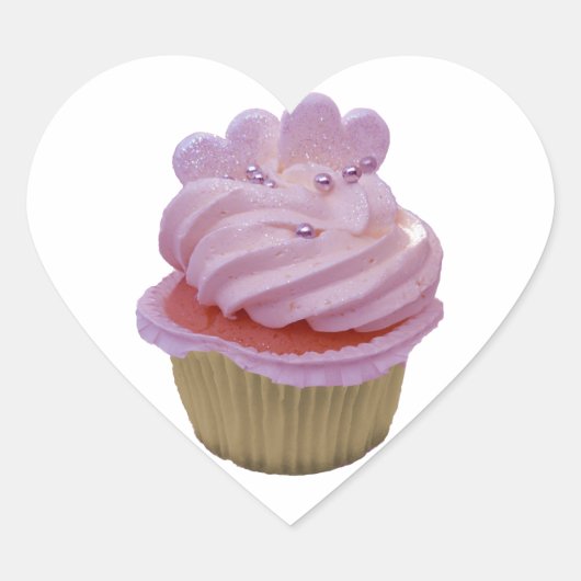 Sticker Cœur Petit gâteau et coeurs roses (Devant)