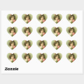 Sticker Cœur Petite fille aux roses roses roses Saint Valentin (Feuille)