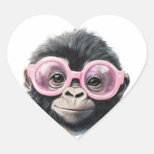 Sticker Cœur Petite Gorille douce