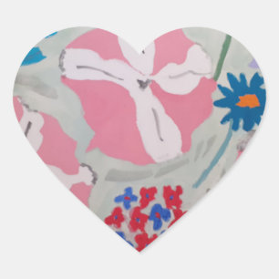 Sticker Cœur Pétunias et fleurs d'été
