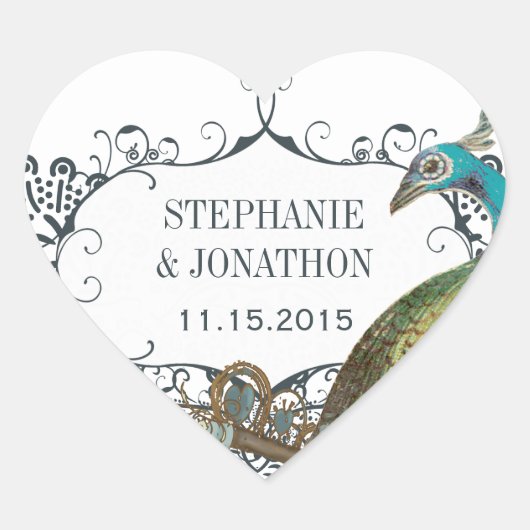 Sticker Cœur Phoque Mariage Inséparable Marine et Mustard Peaco (Devant)