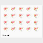 Sticker Cœur Phoques d'enveloppe mariage monogramme, floral ros (Feuille)