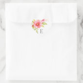 Sticker Cœur Phoques d'enveloppe mariage monogramme, floral ros (Sac)