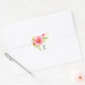 Sticker Cœur Phoques d'enveloppe mariage monogramme, floral ros (Enveloppe)