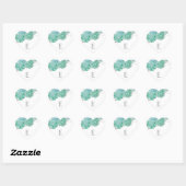Sticker Cœur Phoques d'enveloppe mariage monogramme / succulent (Feuille)