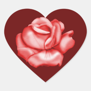 Sticker Cœur Phoques d'enveloppe "Red Rose Bloom" - noir rouge 
