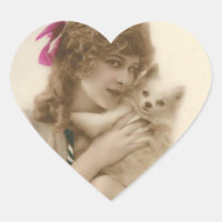 Photo antique Victorian Woman and Dog
