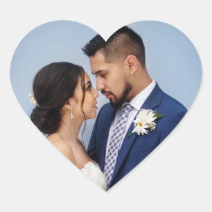 Sticker Cœur Photo de mariage personnalisé pour couple