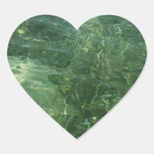 Sticker Cœur Photo d'eau sur l'herbe marine II (Bleu et Vert)