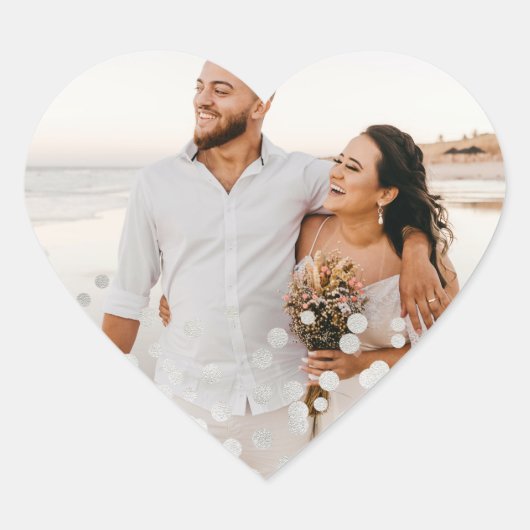 Sticker Cœur Photo Mariage Silver Foil Confetti (Devant)