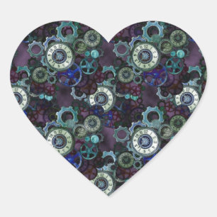 Sticker Cœur pièces de montre steampunk - imprimé violet par Le