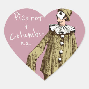 Sticker Cœur Pierrot + Columbina Love couples CC1078 Valentine
