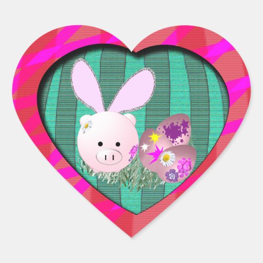 Sticker Cœur Piggy de Pâques (Devant)