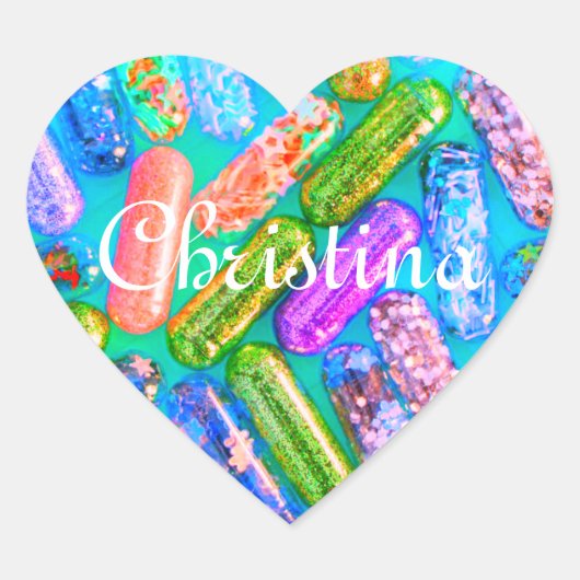 Sticker Cœur Pilule de médicament de parties scintillant infirm (Devant)